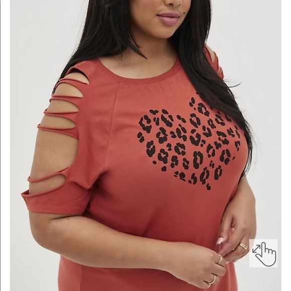 TORRID rust leopard heart slashed raglan sleeves tshirt dress - Picture 2 of 7